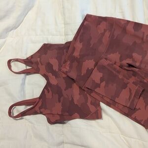 Lulu Mauve Camo Cropped Tank and Leggings Set